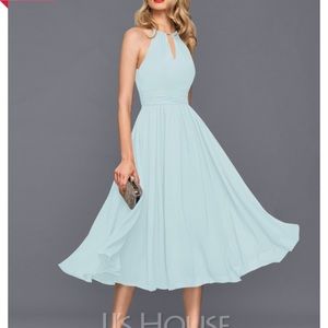 JJ’s house a-line scoop neck knee-length chiffon cocktail dress with ruffle